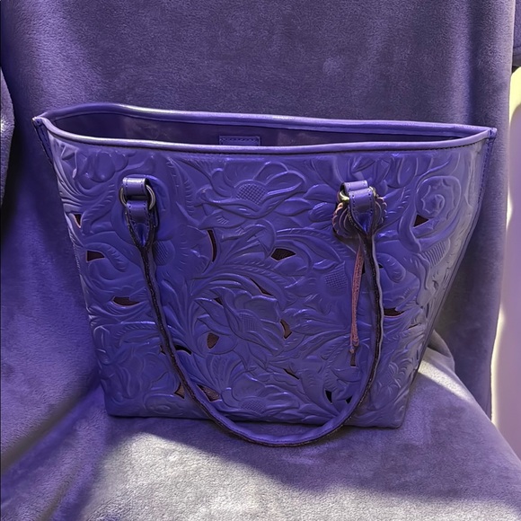 Elegant Purple Embossed Tote Bag - Picture 1 of 7
